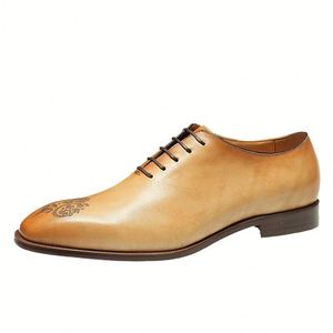 Chaussures Oxford Derby Décontractées Haut de Gamme Rétro à Semelle Souple Respirantes Confortables Formelles en Cuir Imperméables pour l'Automne - Product Image 6