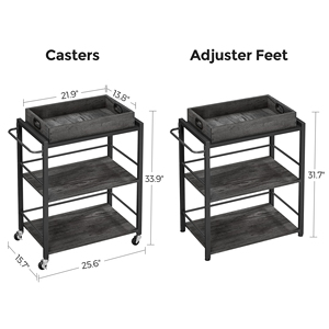 Chariot <span class=keywords><strong>de</strong></span> <span class=keywords><strong>cuisine</strong></span> moderne <span class=keywords><strong>VASAGLE</strong></span> à 3 niveaux en métal sur roulettes avec rangement pour la maison, l'hôtel et la salle à manger - Product Image 5