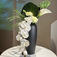 Dengan vas ZUOYI sentuhan nyata 45CM anggrek buatan hijau daun palem bundel bunga untuk desain AR-505
