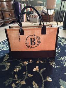 Bolsa <span class=keywords><strong>de</strong></span> Yute con Asas <span class=keywords><strong>de</strong></span> Cuerda y Correa para el Hombro - Regalo Personalizado para Bodas, Cumpleaños, Vacaciones en la Playa - Mujeres, Mamás, Maestras, Amigas - Product Image 3