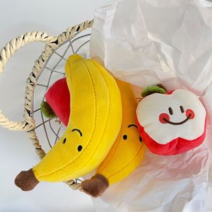 Porte-clés en peluche mignons de 4 pouces en forme de pomme et de banane, breloques en peluche en gros, porte-clés en peluche en vrac - Product Image 1