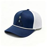 Casquette de baseball en polyester imperméable avec logo brodé personnalisé, vente en gros, casquette de sport à 5 panneaux pour hommes, casquette de golf