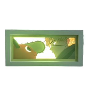 เชนซอว์แมน ของตกแต่งญี่ปุ่น งานแกะสลักกระดาษ กล่องไฟไม้ ใช้พลังงาน USB ของตกแต่งเรืองแสงในที่มืด สำหรับตกแต่งห้องนอน สร้างบรรยากาศ 3 มิติ พร้อมเงาสะท้อน - Product Image 1