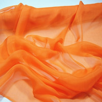 Élégant tissu en mousseline de soie 100 % pure, teint uni, couleur orange naturelle, pour écharpe longue féminine de printemps en couleur unie