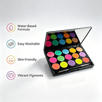 Palette de maquillage professionnelle UV 15 couleurs pour le visage et le corps, activée à l'eau, lavable