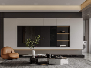 Mueble de <span class=keywords><strong>TV</strong></span> Moderno para Sala de Estar Lesso con Paneles de Madera, Gran Capacidad de Almacenamiento, Estantes Ajustables y Chimenea - Product Image 2