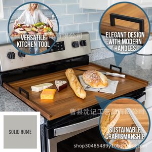 Tabla de cortar de madera con asas para usar en la estufa de la cocina, diseño de color sólido - Product Image 1