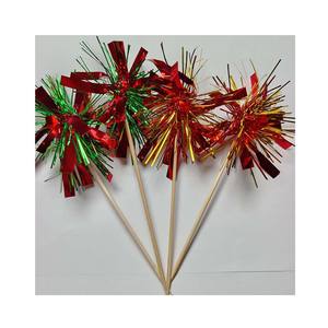 5 pezzi di natale in stile Tinsel Foil fuochi d'artificio Toppers torta Tinsel Toppers decorazione per festa di laurea di nozze di compleanno - Product Image 4