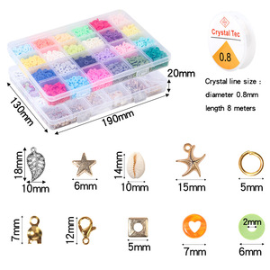 factory custom 24grids flat round polymer clay bead acrylic letter bead box set for jewelry making