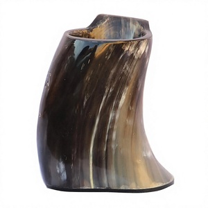 Tazas de Cuerno de Búfalo Pulido Ecológicas Hechas a Medida con Grabados Temáticos Vikingos FAIZACRAFT (Modelo FC-6407) Navidad - Product Image 1