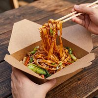 Boîte alimentaire biodégradable en papier kraft, résistante à la graisse, compatible micro-ondes, jetable, pour la restauration