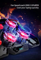 Support de refroidissement pour ordinateur portable 17 pouces avec ventilateur rapide 2600 tr/min, support pour tablette PC, 6 lumières LED RGB, tapis de refroidissement pour ordinateur portable
