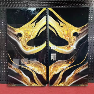 Dalles de pierre frittée Onyx Noir Or de Luxe 1200x2400, Carreaux muraux de salle de bain en porcelaine polie, Design personnalisé - Product Image 1