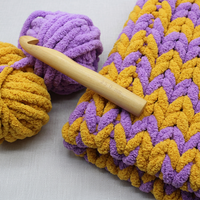 Factory Wholesale Thick Polyester Giant Colorful Fuzzy Chenille Chunky Yarn for Arm Knitting Chenille Blanket