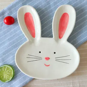 白云石复活节兔子糖果盘复活节兔子饼干盘兔子盘陶瓷派对圆形美式风格