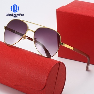 Nouvelles lunettes de soleil à monture en bois, style européen et américain, double pont, pour conduite, protection UV400 - Product Image 1