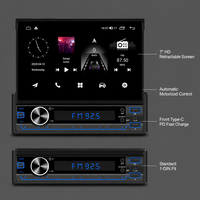 Lecteur MP5 pour voiture avec écran rétractable de 7 pouces, type C, style Android, GPS, WiFi, Bluetooth, radio stéréo, prix direct usine