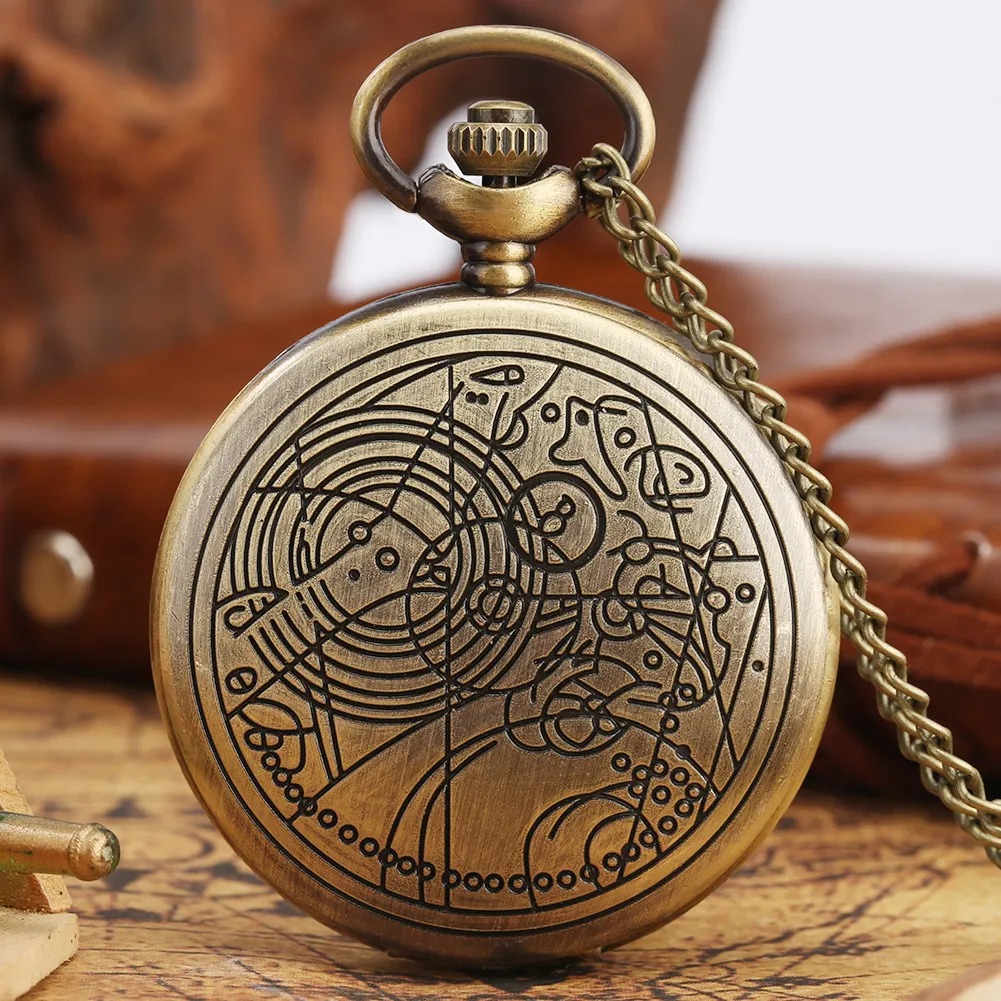 Reloj de bolsillo clásico Vintage para hombre, colgante Steampunk de cazador completo, collar de Reloj de bolsillo Dr Who
