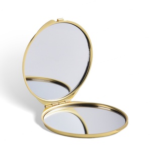 Espejo de Bolsillo Metálico Redondo Personalizado con Logotipo en Adhesivo Epóxico, Espejo de Maquillaje Mini Chapado en Oro de Doble Cara - Product Image 5