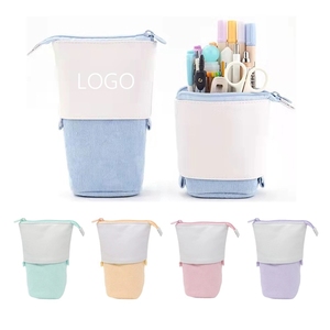 Étui à crayons promotionnel en toile format A5, design minimaliste et mignon, avec couverture en cuir, extensible et ajustable, pour une organisation polyvalente - Product Image 1