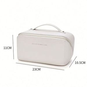 Wholesale Custom Logo Printed PU Makeup <b>Cosmetic</b> Bag Lady Style Travel <b>Organizer</b> with Zipper Closure Geometric Pattern - Product Image 2