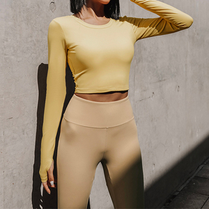 Y028 2026 Haut de yoga à manches longues pour femme avec logo personnalisé, respirant, pour la gym, l'entraînement et le sport, séchage rapide, pour le printemps et l'automne - Product Image 2
