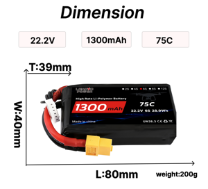 1300mAh 75C 11.1V 3S RC Raceauto Boot RC Vliegtuig Lipo Oplaadbare Batterij Pack1300mAh 4S 6S 14.8V 22.2V Li-polymeer Batterij - Product Image 6