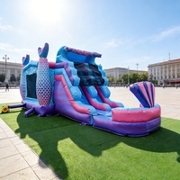 Château gonflable commercial compact avec toboggan, vente en gros d'usine, bleu, pour la vente