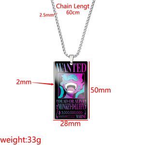 Collier pendentif en acier inoxydable avec impression couleur, 18 motifs d'anime Luffu Nami Zoro <span class=keywords><strong>Sanji</strong></span> <span class=keywords><strong>Wanted</strong></span> and Rewarded Order Card - Product Image 6