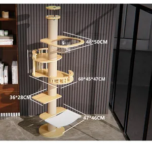 Moderna Torre para Gatos de Sisal Grande, Ecológica, Ahorra Espacio, con Poste Rascador, Casa para Gatos, de Piso a Techo, Multinivel, de Lujo, Personalizable - Product Image 6