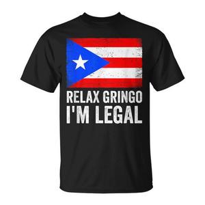 Camiseta Unisex para Adultos con la Bandera de Puerto Rico, Relax Gringo, I'm Legal - Product Image 1