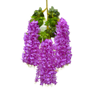 Fleurs artificielles de glycine suspendues, décorations florales violettes pour mariage, décoration murale et de plafond, forme spirale, matériau en tissu métallique. - Product Image 1
