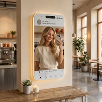 Miroir LED avec capteur IP44 et éclairage selfie personnalisable pour nom d'utilisateur, pour café et studio de créateur, style Instagram, Dropshipping