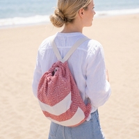 Sac de plage convertible 2-en-1 en tissu turc, sac à dos rayé jacquard, serviette de plage, vente en gros 100x180cm