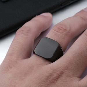 SS8-177R Steel Soldier Trendy Design High Polished Men <strong>Titanium</strong> Steel <strong>Black</strong> Gold Color Square Party Geometric <strong>Ring</strong> - Product Image 3