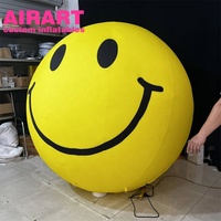 Boule gonflable de visage de sourire de décoration d'activité de taille adaptée aux besoins du client, ballon jaune gonflable