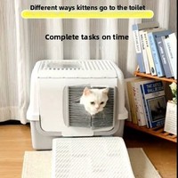 Lettiera per Gatti Chiusa con Coperchio, Grande, in Plastica, Facile da Pulire, Anti-Odore, con Cassetto Estraibile