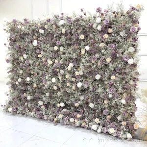 GNW Hot Sale Artificial pink Rose Flower Wall Silk Flowers Backdrop Decorative Silk Artificial Flower indian wedding