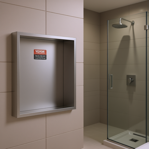 Niche de douche en acier inoxydable Vevor 13x13 pouces, double étagère encastrée, étanche, rangement pour salle de bain - Product Image 2