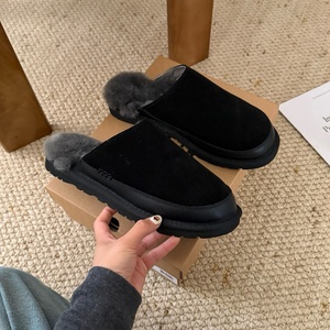 2026 new one-piece sheepskin and cotton men's flat-bottomed leather <b>warm</b>-up cotton <b>shoes</b> for winter slip-on <b>warm</b> cotton <b>shoes</b> - Product Image 4