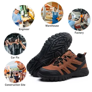 JIANKUN CE sertifikalı toptan süet inek deri kauçuk taban S3/S1P SRC OEM ve ODM endüstriyel moda çelik burunlu güvenlik ayakkabıları