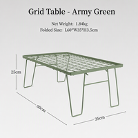 Table de camping pliante en maille avec plateau détachable pour pique-nique en plein air, cuisine en extérieur, cadre en acier, résistante à la chaleur, légère et compacte