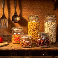 Frascos de Vidrio Herméticos con Tapas de Cierre, Recipientes de Vidrio Transparente para Encurtir, Conservar, Fermentar y Preservar Alimentos