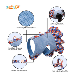 Famipet, fabricante de tela vaquera personalizada, Serie de diseño, accesorios ajustables para mascotas, conjunto de arnés y <span class=keywords><strong>collar</strong></span> de correa para perros - Product Image 3