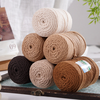 Fil à macramé multicolore 2 brins 100% coton 3MM torsadé, fil à macramé à brin unique