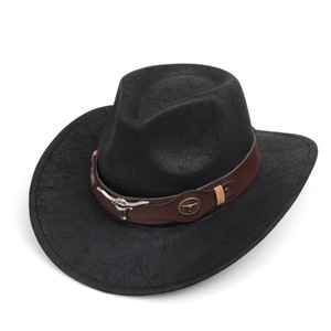 Cowboy <b>Hat</b> With Bull Skull <b>Band</b> Unisex Western <b>Hat</b> 56-58cm Casual Ethnic Style Four Seasons Wear - Product Image 2