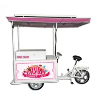 חיצוני לדחוף שתיית אופני שמש כוח גלידת עגלת מקפיא חשמלי תלת אופן למכירה