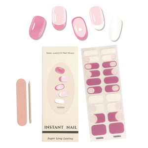 Pegatinas de uñas de gel semicurado Rosa degradado natural Envoltura de uñas de gel UV 3D de larga duración - Product Image 6