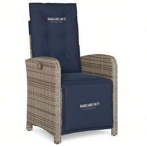 Chaise longue de patio en polyrotin gris Rabeaiguit avec repose-pieds, mobilier de jardin extérieur, style contemporain - Product Image 1