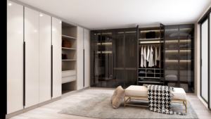 ตู้เสื้อผ้าแบบวอล์กอินทันสมัยหรูหราสำหรับห้องนอน ตู้เก็บของ ตู้เสื้อผ้ากระจก ห้องแต่งตัว - Product Image 2